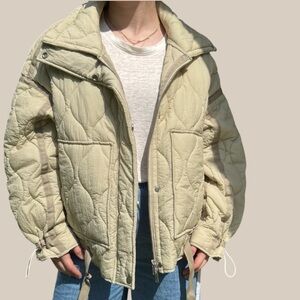 Zara Light Tan Quilted Puffer Jacket